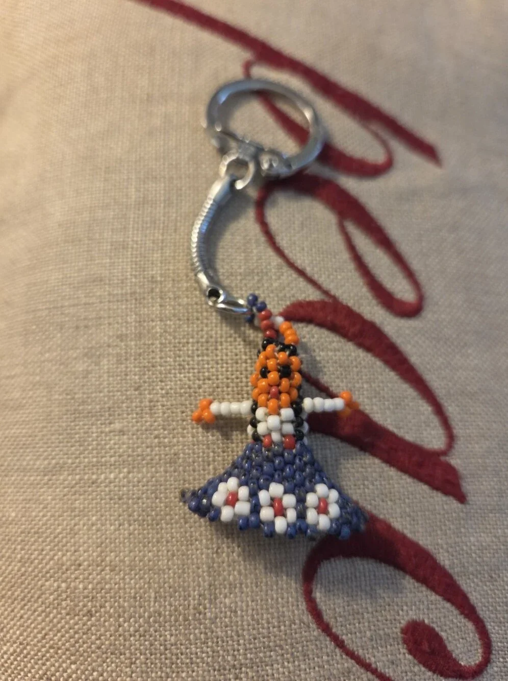 Vintage Native American Thunderbird Beaded Pendant Necklace With Keychain